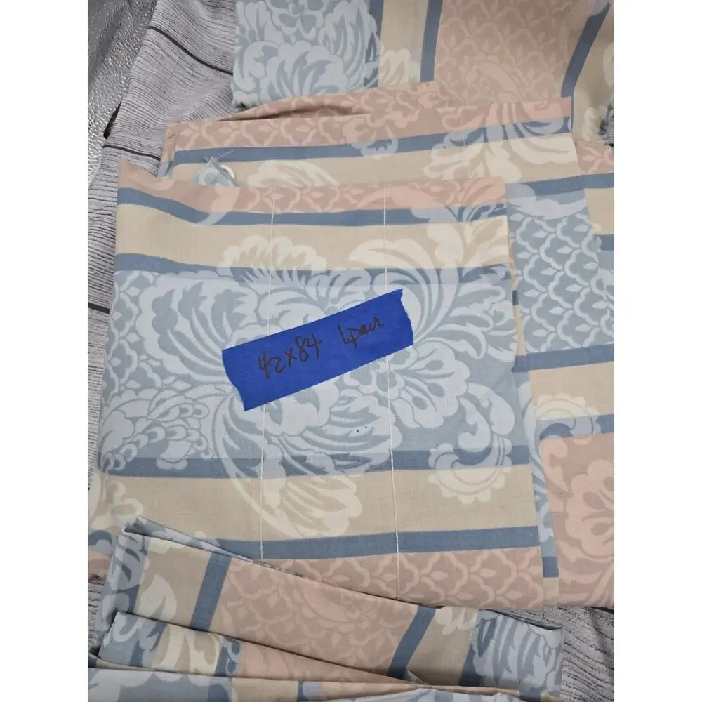 Large Lot Martha Stewart Damask Rod Pocket Curtains & 1 Valance. See Measurement